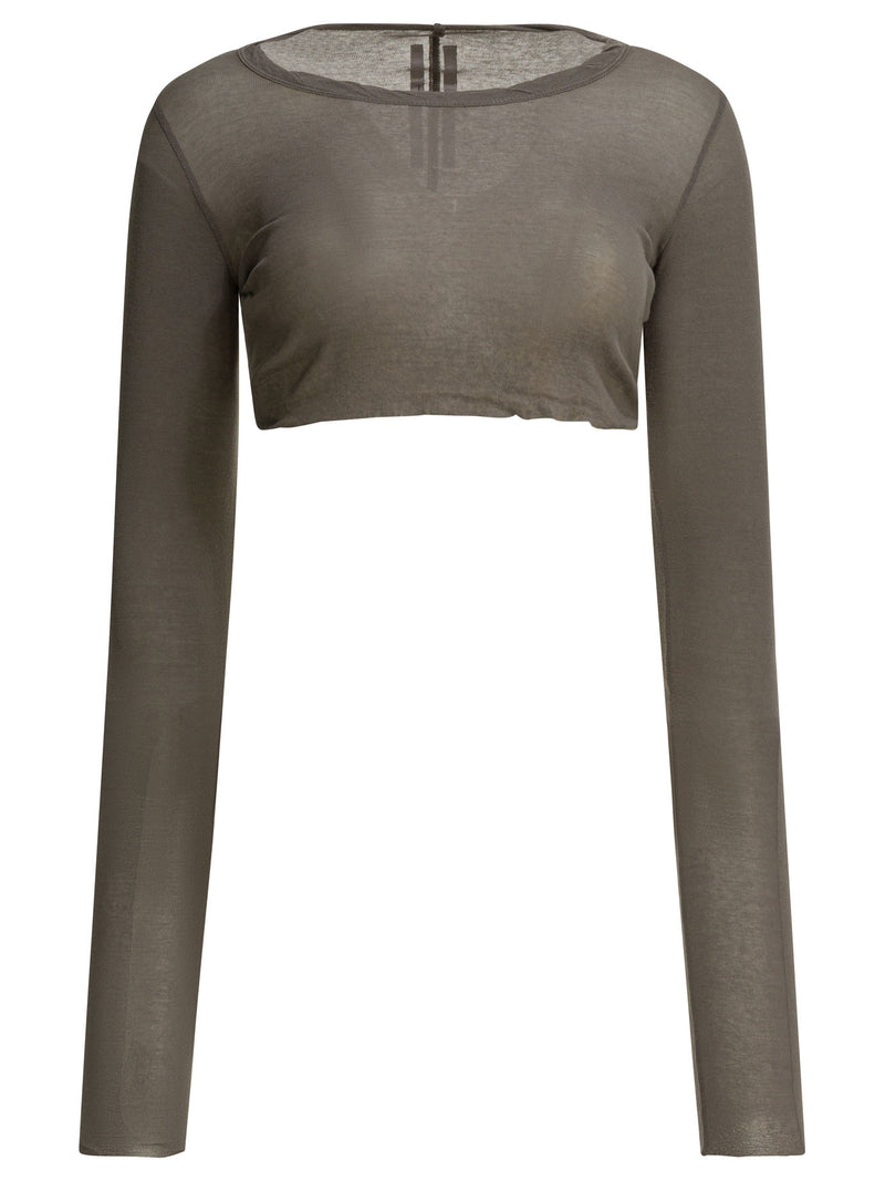 Rick Owens Rick Owens Long-Sleeved Crop Top Grey Women - World Class Fashion