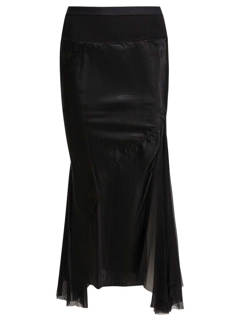 Rick Owens Falda midi al bies Rick Owens negra - World Class Fashion