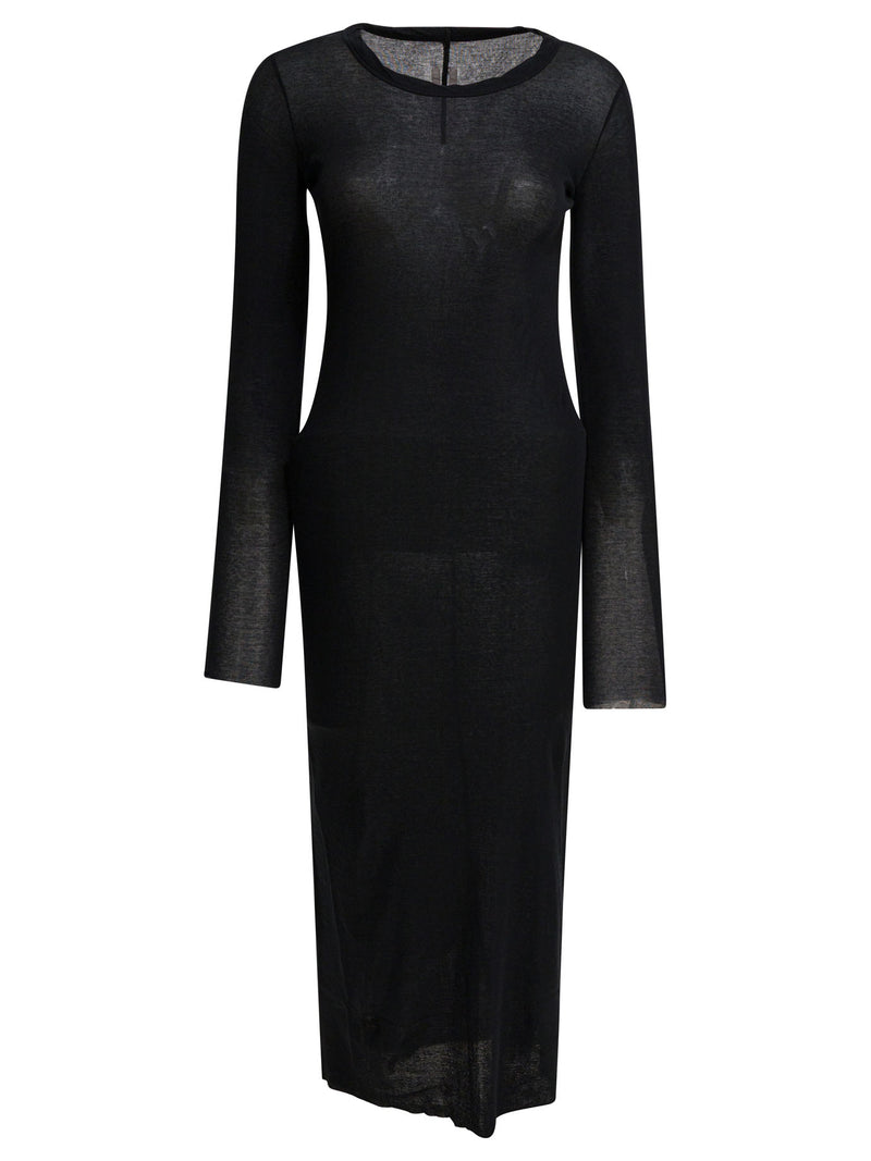 Rick Owens Vestido midi de algodón Rick Owens negro - World Class Fashion