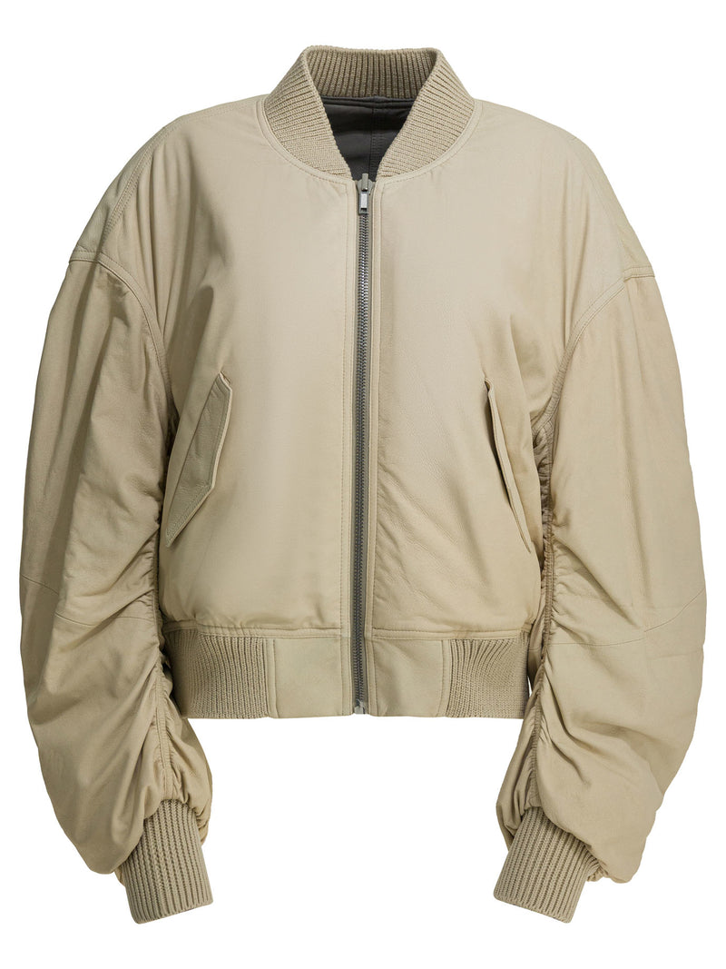 Rick Owens Chaqueta de cuero de cordero beige para mujer Rick Owens - World Class Fashion