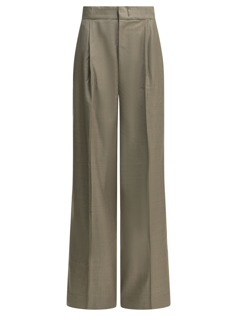 Sa Su Phi Sa Su Phi Pantalones de lana y seda para mujer Marrones - World Class Fashion
