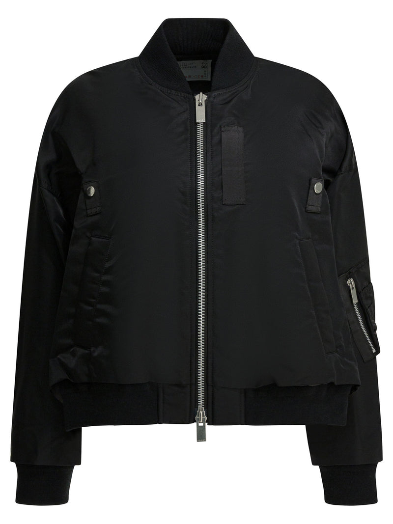 Sacai Chaqueta Sacai de nailon negra para mujer - World Class Fashion