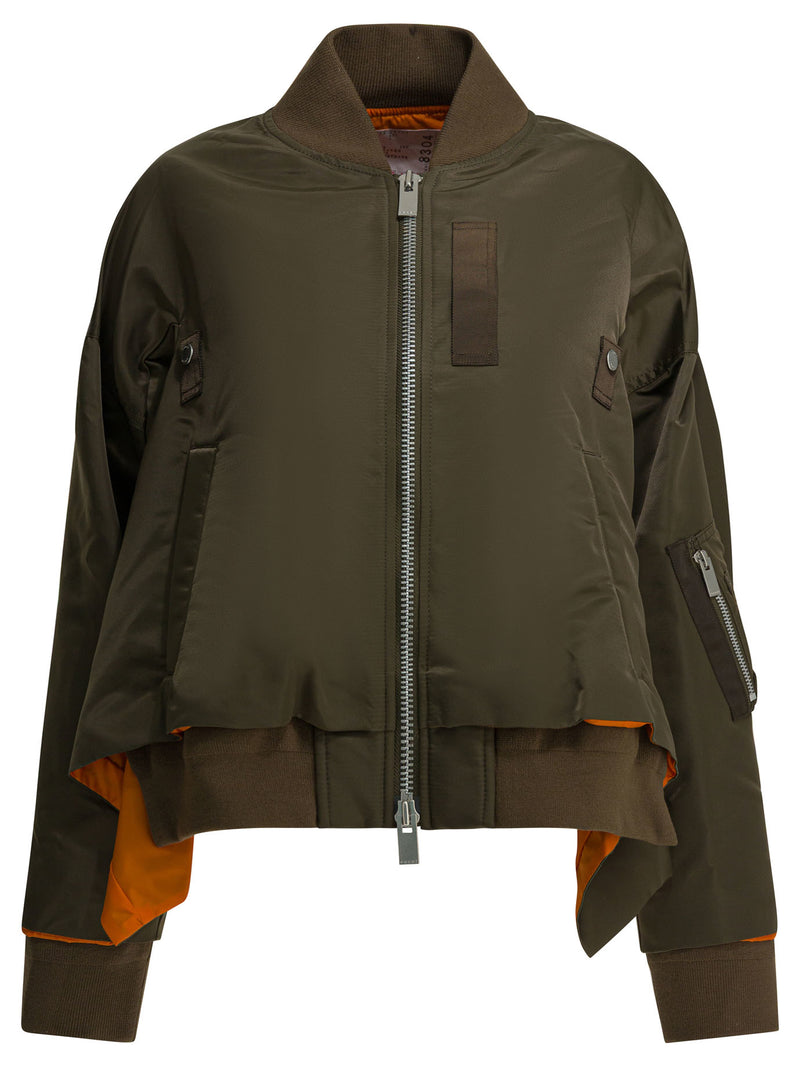 Sacai Chaqueta de nailon beige Sacai para mujer - World Class Fashion