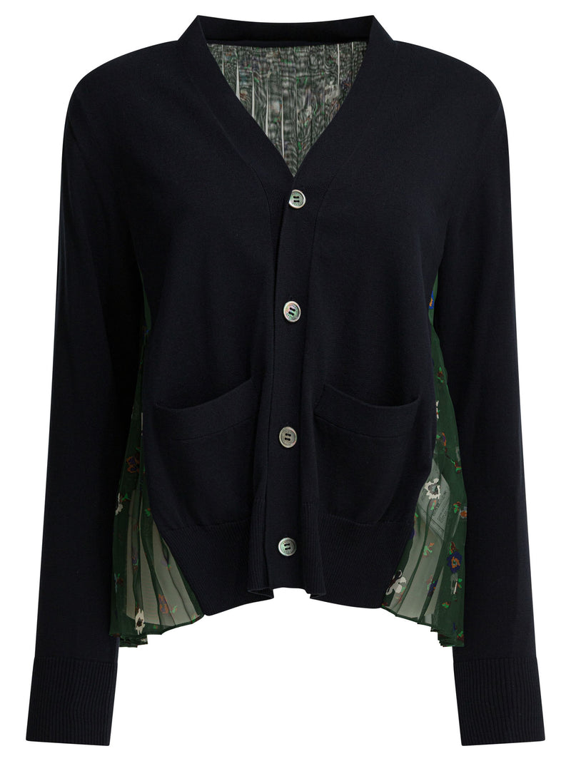 Sacai Sacai Cárdigan de punto de algodón azul para mujer - World Class Fashion