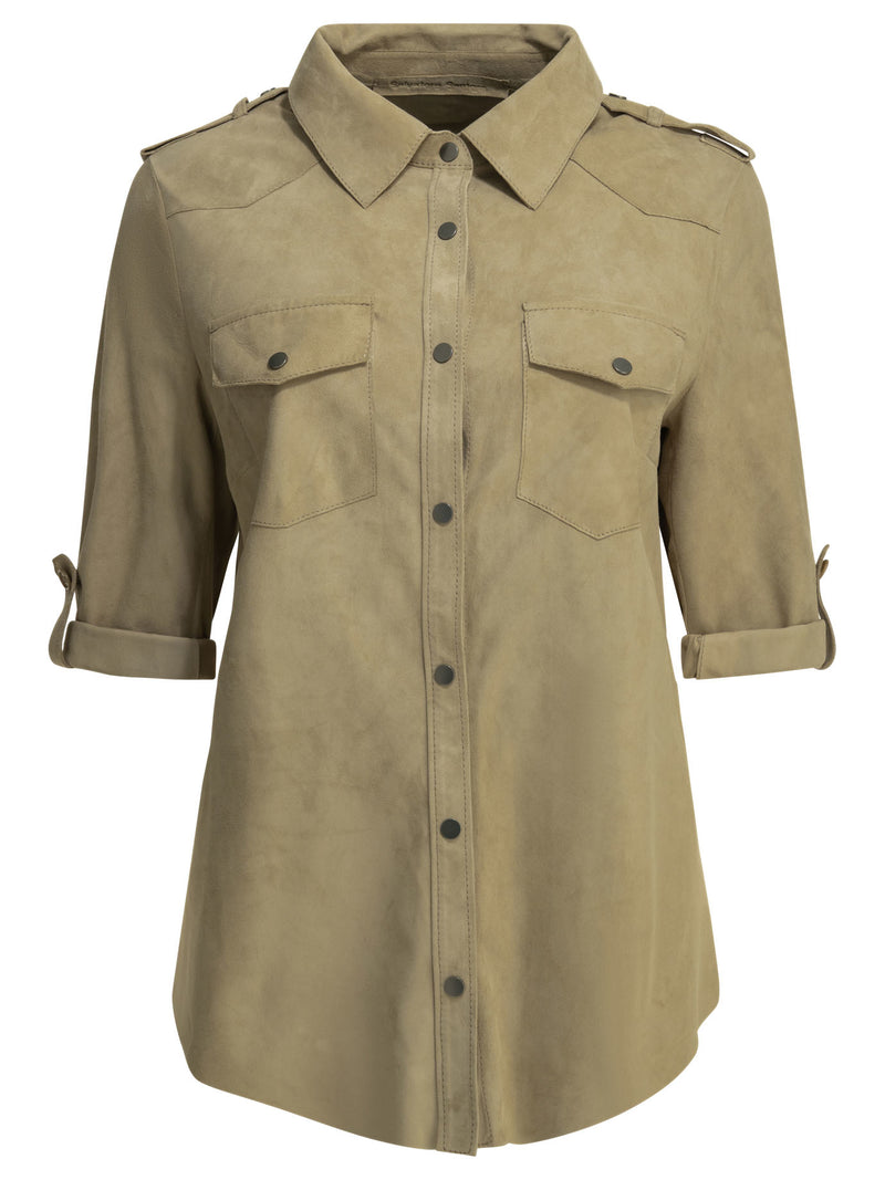 Salvatore Santoro Salvatore Santoro Suede Shirt Beige Women - World Class Fashion