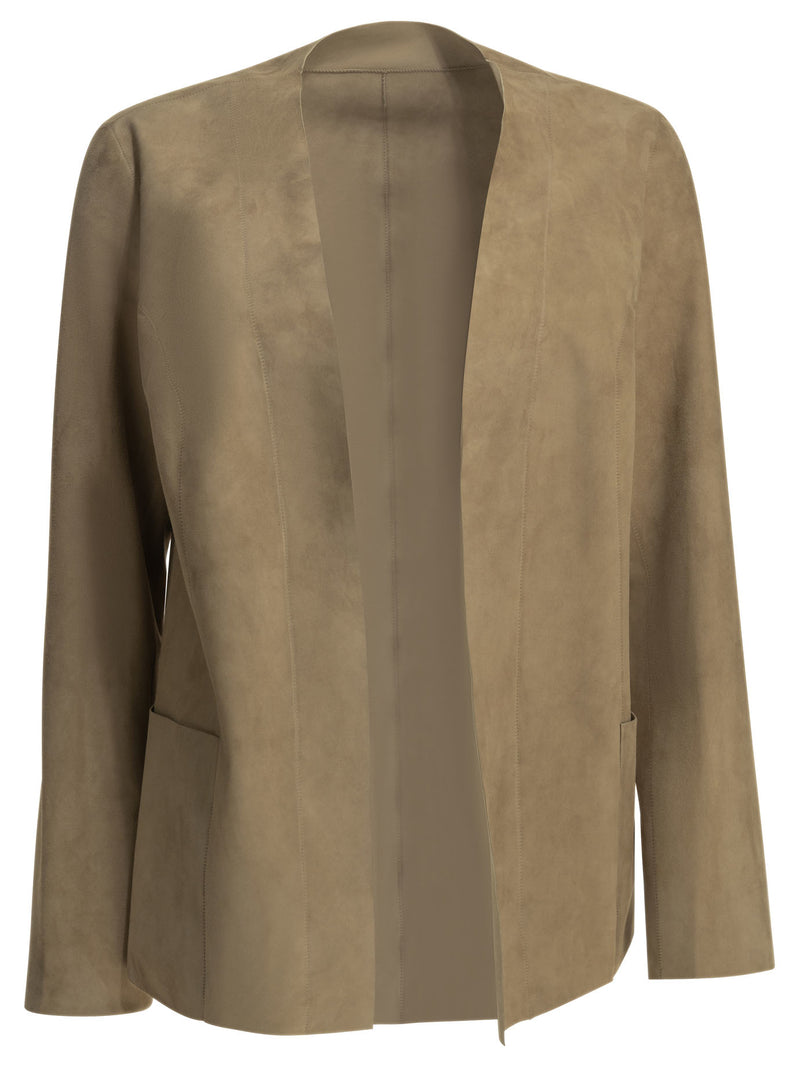 Salvatore Santoro Salvatore Santoro Blazer de ante beige para mujer - World Class Fashion