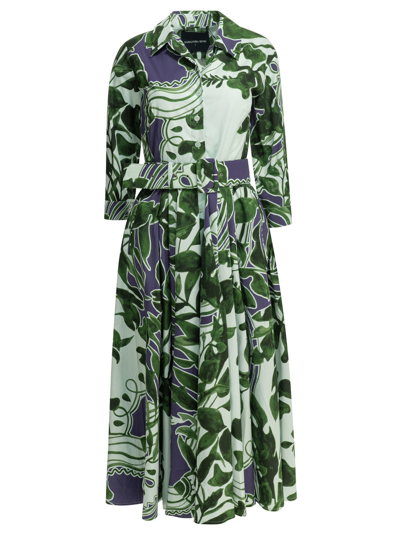 Samantha Sung Vestido verde blanco Samantha Sung Laurentcomo Lake Garden - World Class Fashion