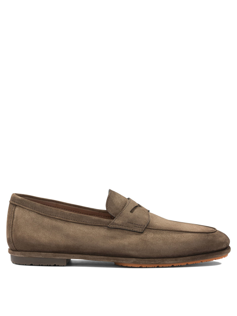 Santoni Mocasines Santoni de piel de becerro marrones para hombre - World Class Fashion