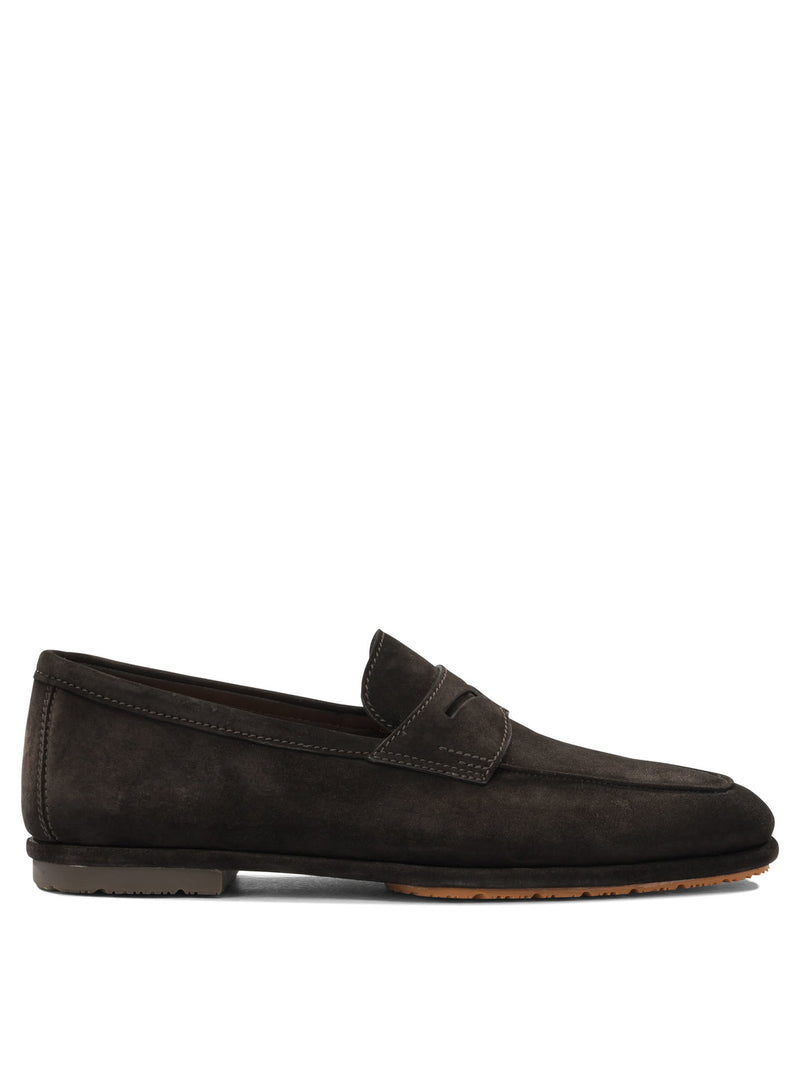 Santoni Mocasines Santoni de cuero de becerro marrón para hombre - World Class Fashion