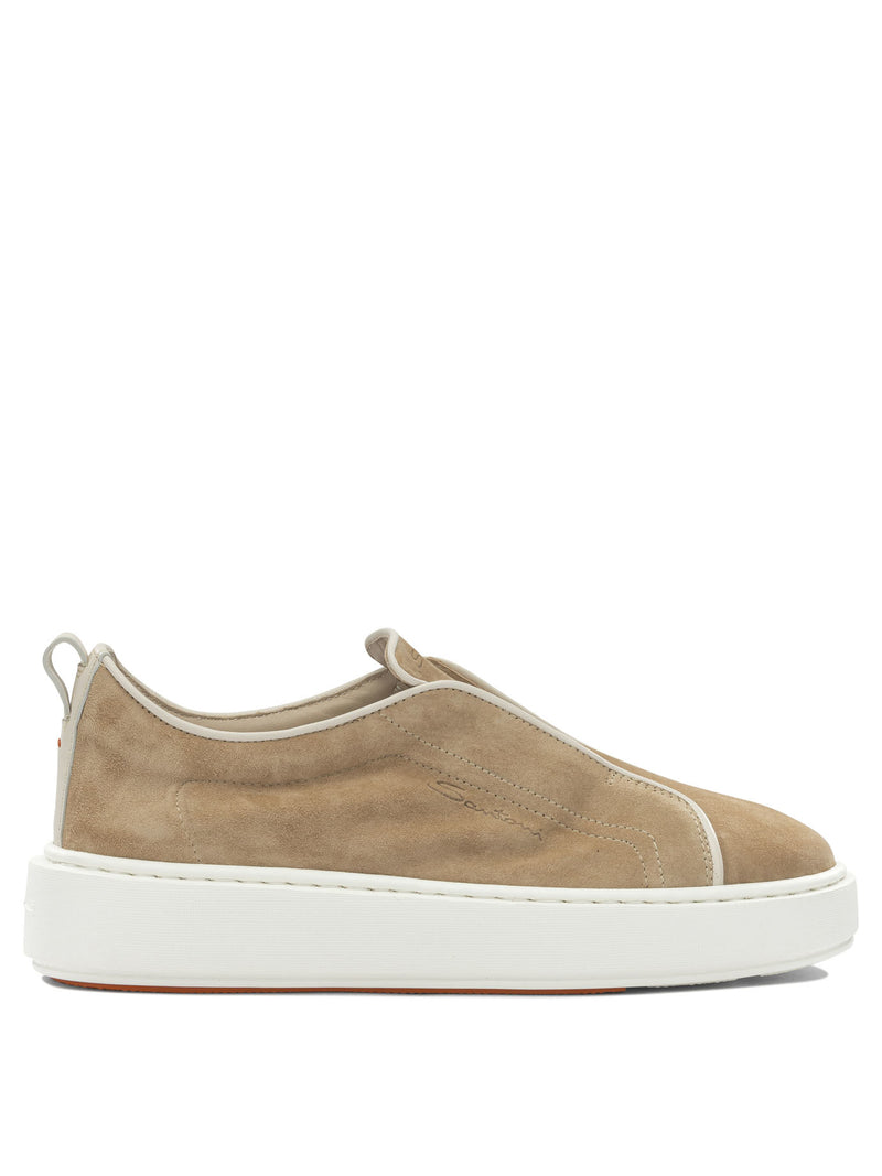 Santoni Santoni Zapatillas Bajas de Ante Beige para Mujer - World Class Fashion