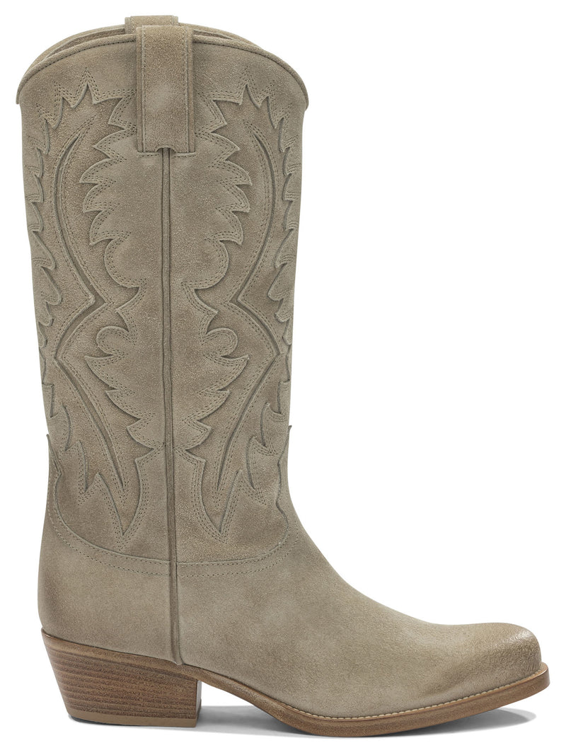 Sartore Botas Cowboy de Piel Sartore Beige para Mujer - World Class Fashion