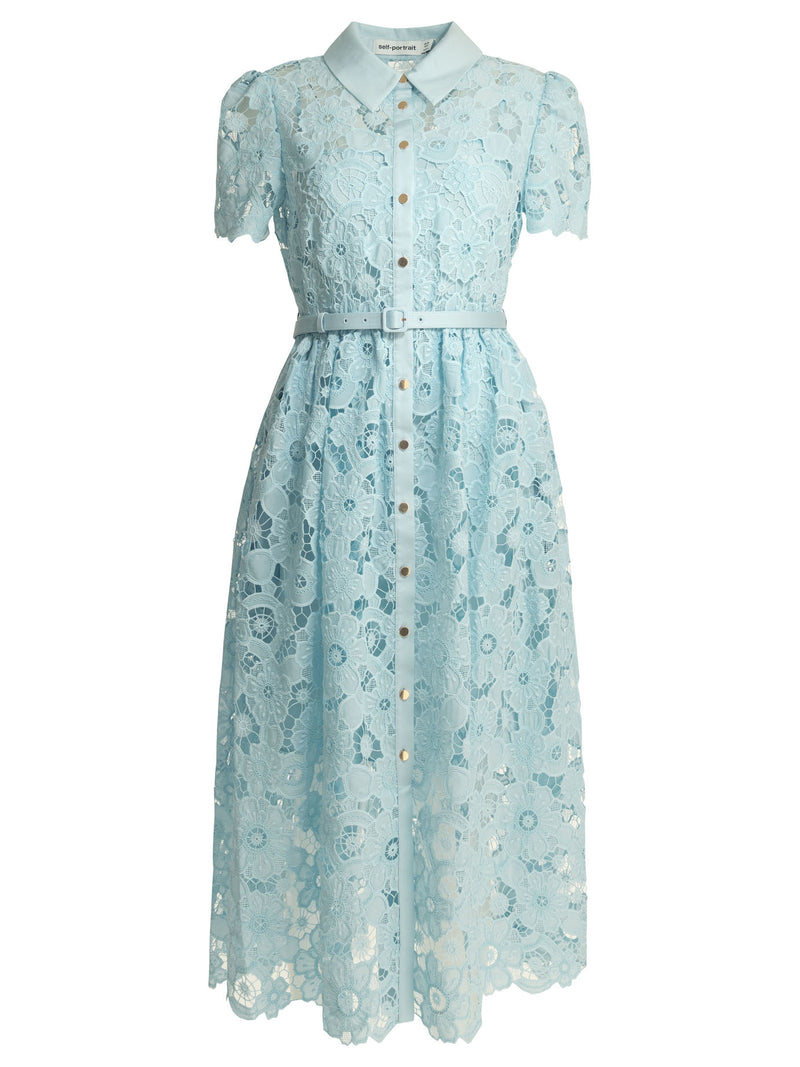 Self-portrait Vestido midi de encaje Self-Portrait azul claro - World Class Fashion