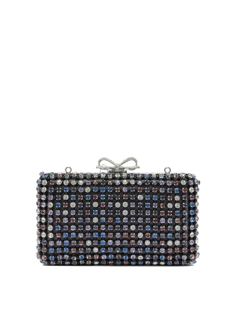 Self-Portrait Bolso de mano de punto multicristal con autorretrato negro - World Class Fashion