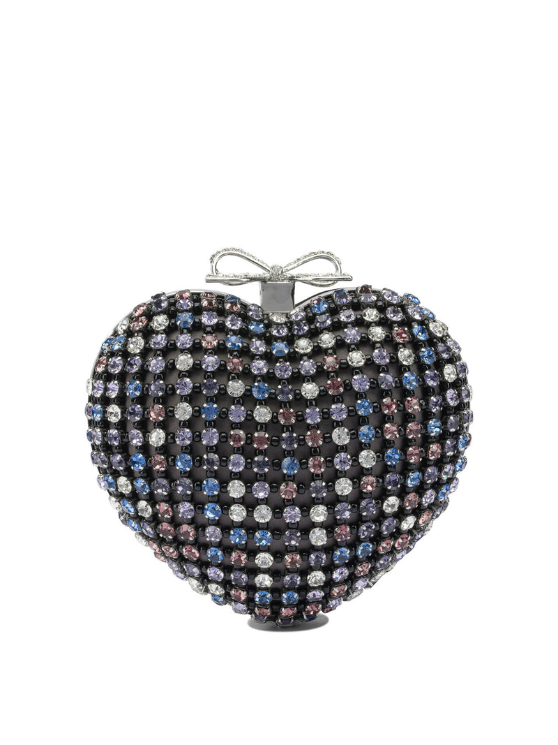Self-Portrait Clutch Corazón Autorretrato con Cristales Negra - World Class Fashion