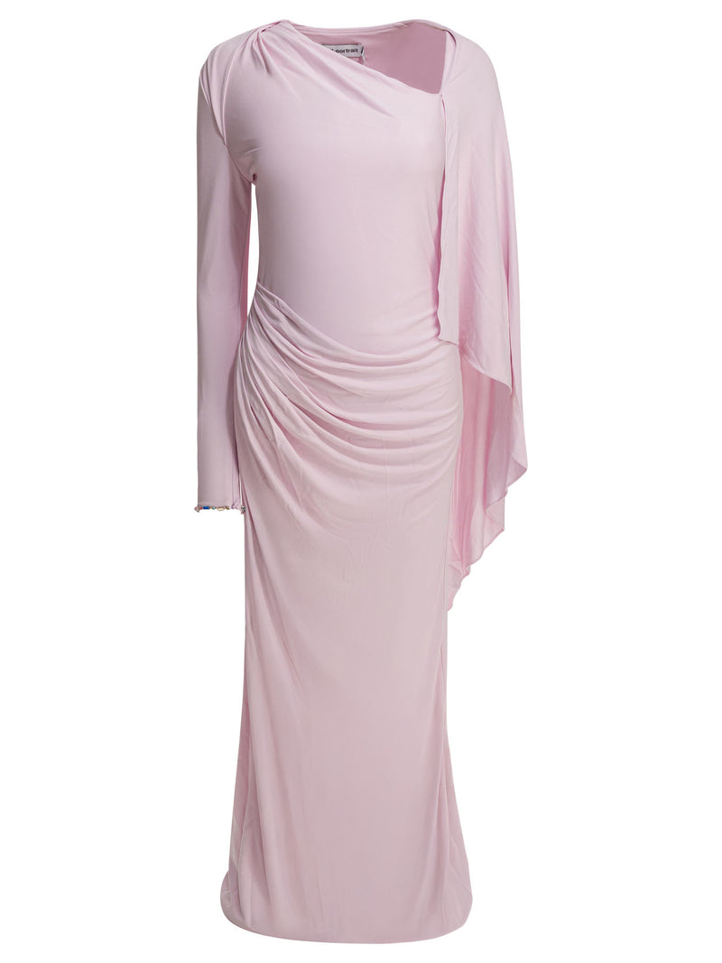 Self-Portrait Vestido largo de jersey drapeado Self-Portrait rosa - World Class Fashion
