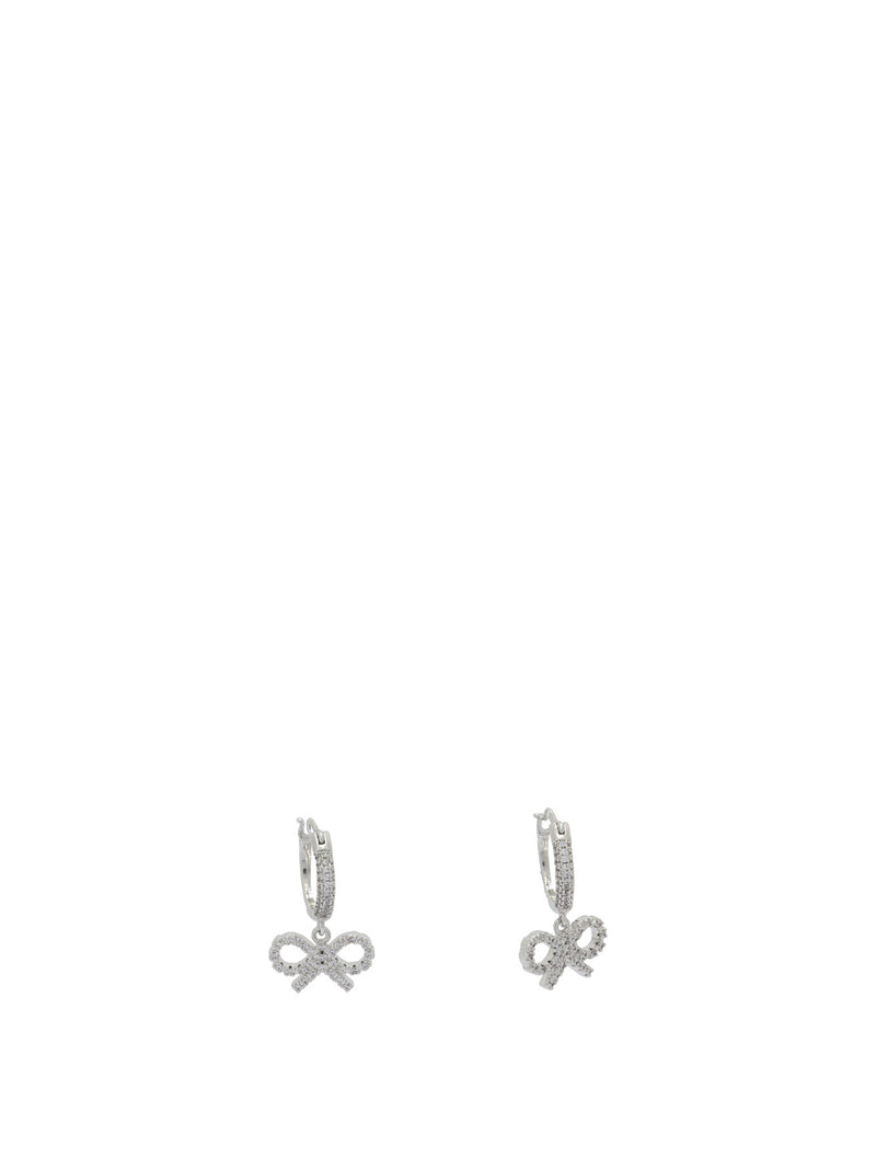 Self-Portrait Self-Portrait Hoop Earrings With Bow Silver - World Class Fashion