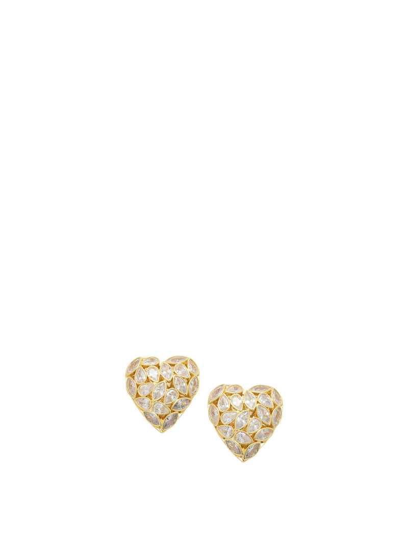 Self-Portrait Self-Portrait Decorated Heart Earrings Gold - World Class Fashion