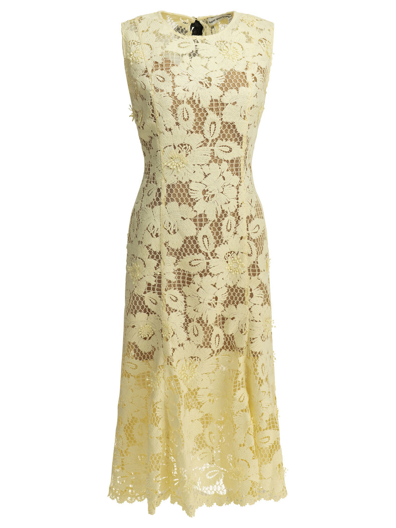 Self-portrait Self-Portrait Flared Midi Dress Yellow Women - World Class Fashion
