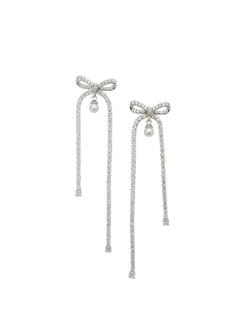 Self-portrait Self-Portrait Dangling Earrings Crystals Pearls Silver - World Class Fashion