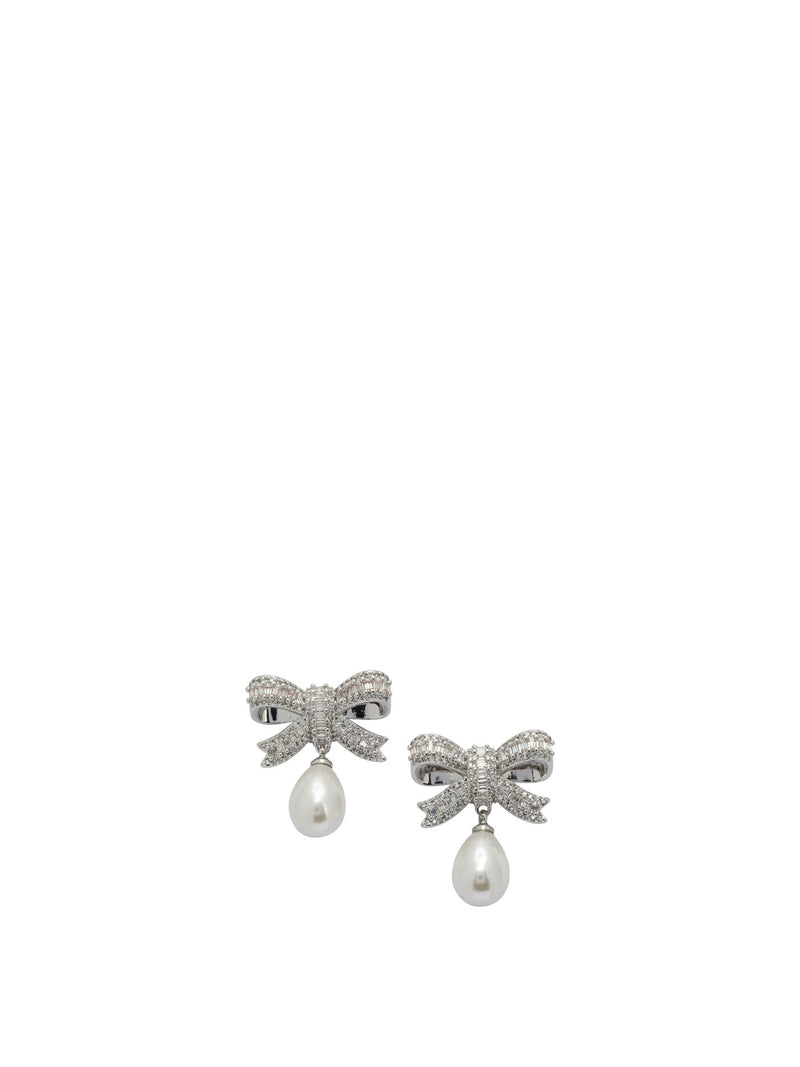 Self-portrait Self-Portrait Drop Earrings with Pearls and Crystals Silver - World Class Fashion