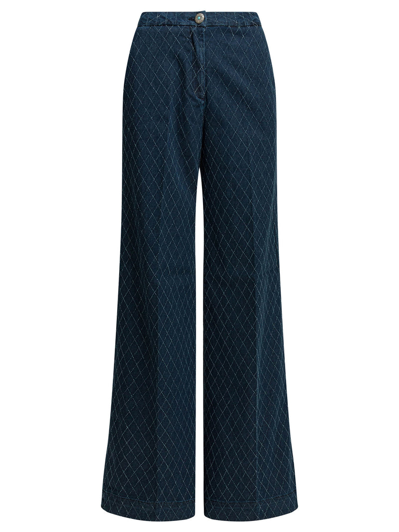 Shaft Jeans Shaft Jeans Flare Pin Diamond Wide Leg Blue - World Class Fashion