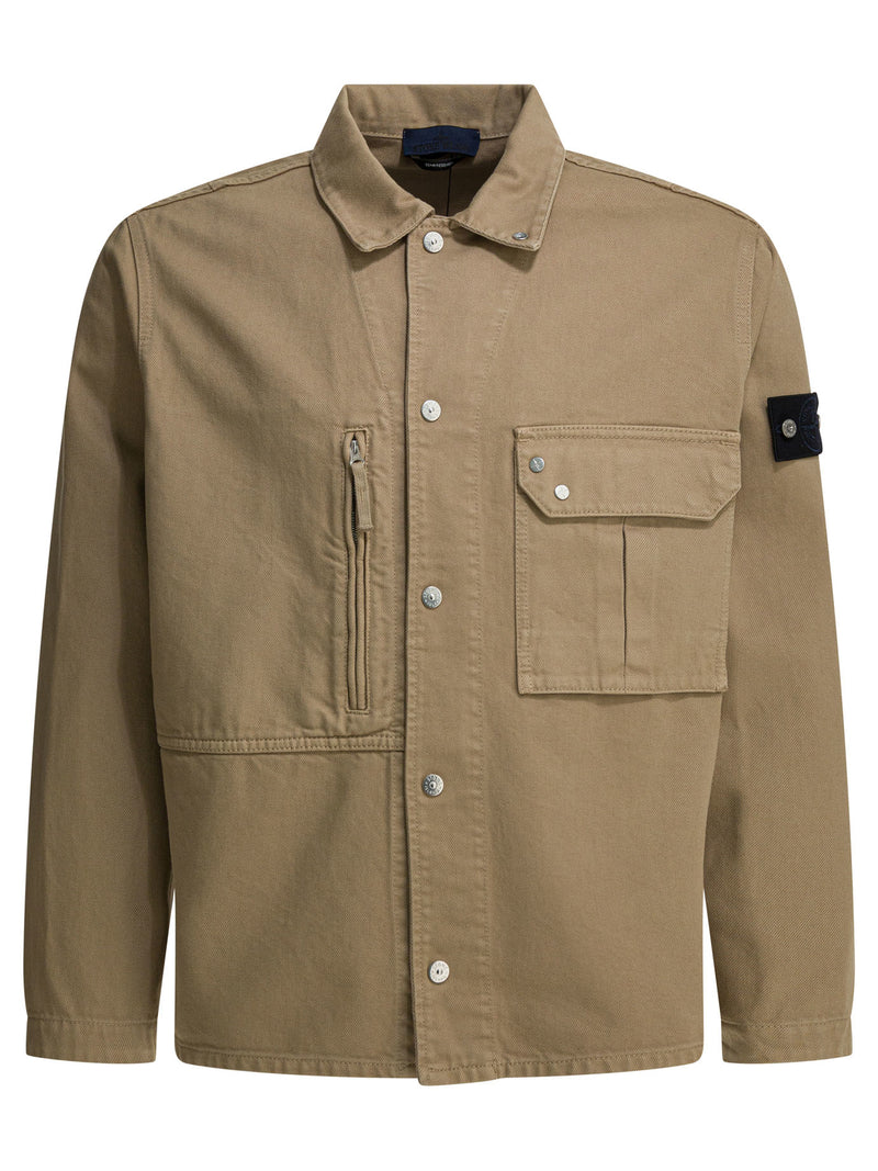 Stone Island Stone Island Cotton Overshirt Jacket Beige - World Class Fashion