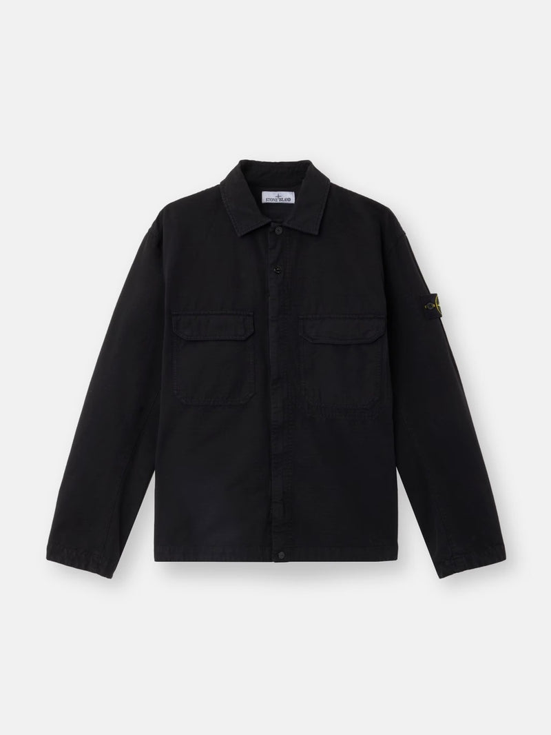 Stone Island Stone Island Men's Black Organic Cotton Overshirt Jacket - World Class Fashion