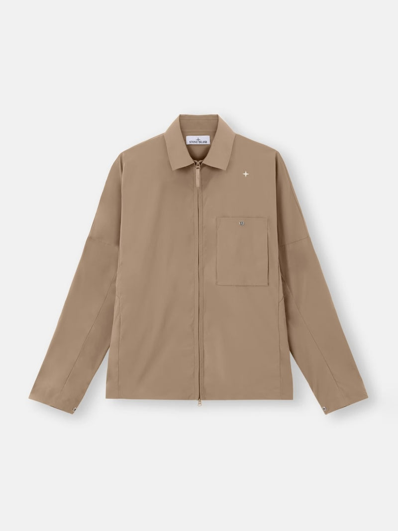 Stone Island Stone Island Zippered Overshirt Jacket Brown Nylon Stretch - World Class Fashion