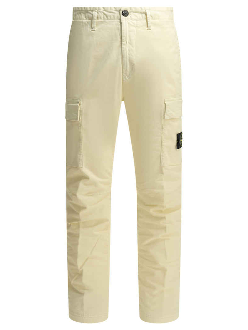 Stone Island Stone Island Cotton Tapered Pants Beige - World Class Fashion