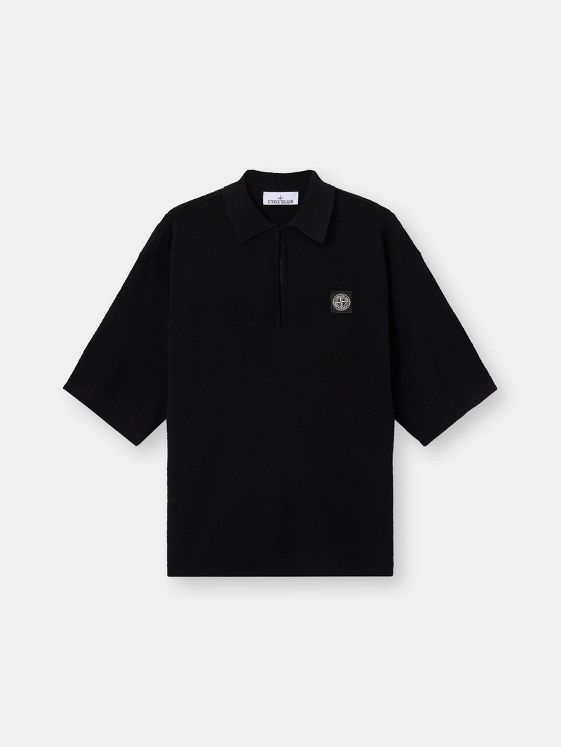 Stone Island Stone Island Zip Oversize Polo Shirt Black - World Class Fashion