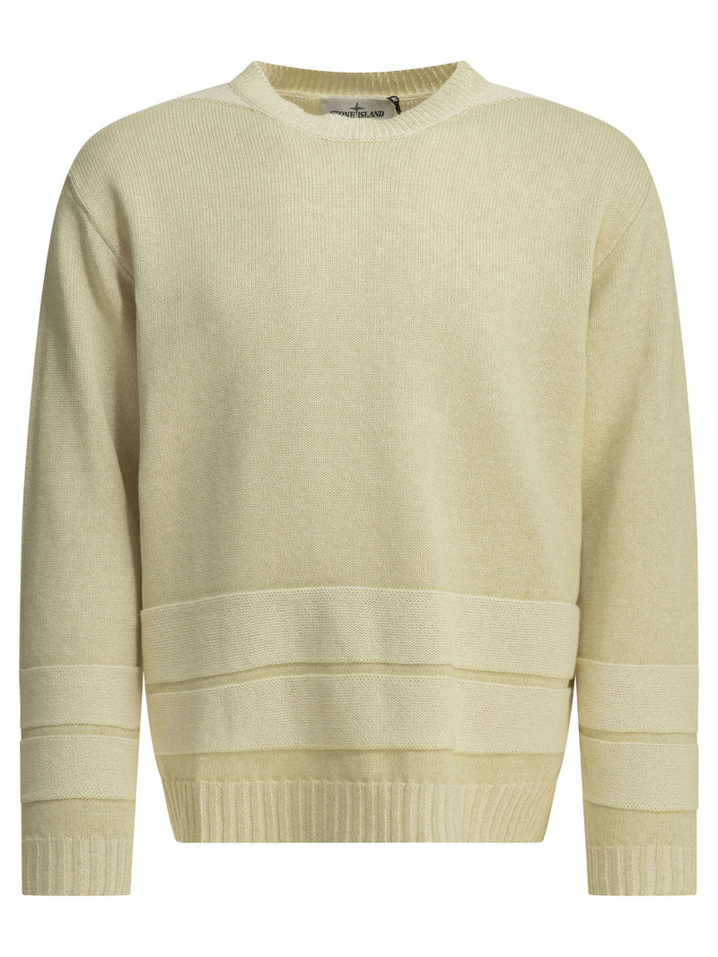 Stone Island Stone Island Cotton Linen Crewneck Sweater Beige - World Class Fashion