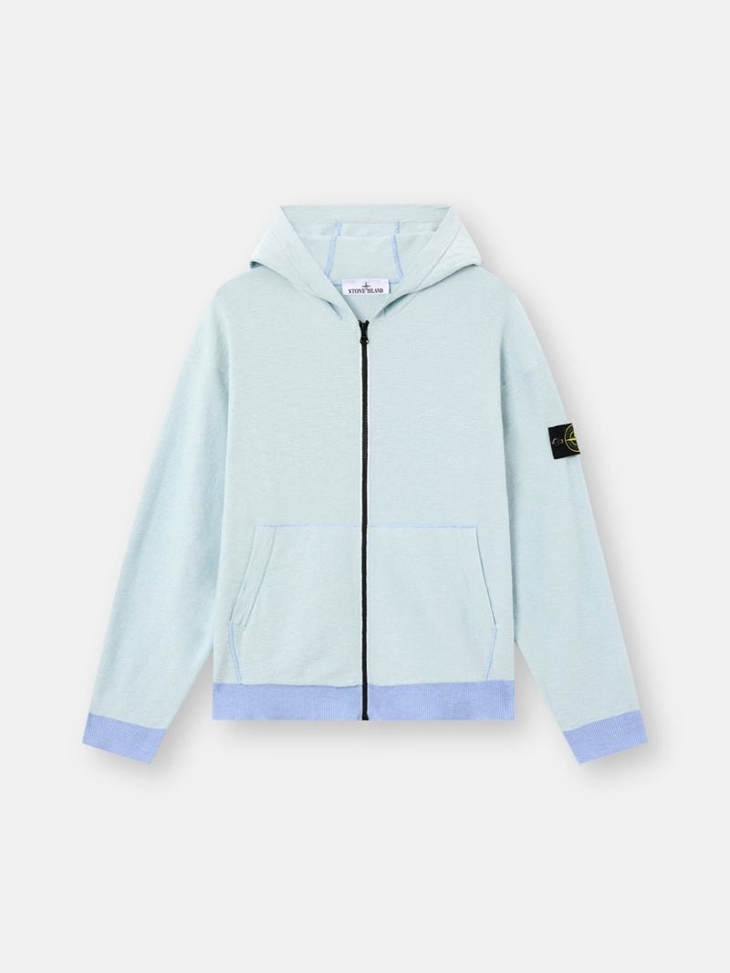Stone Island Stone Island Zippered Hoodie Light Blue - World Class Fashion