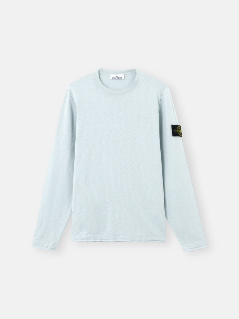 Stone Island Stone Island Cotton Nylon Crewneck Knitwear Light Blue - World Class Fashion