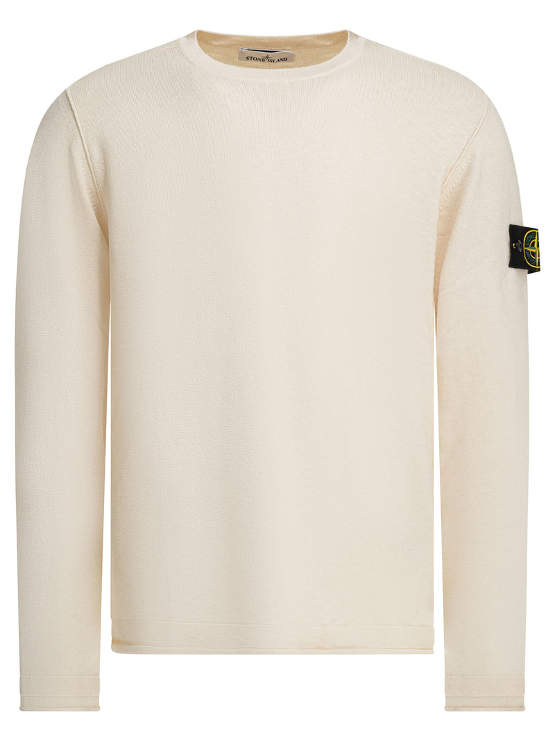 Stone Island Stone Island Compass Patch Crewneck Sweatshirt White - World Class Fashion