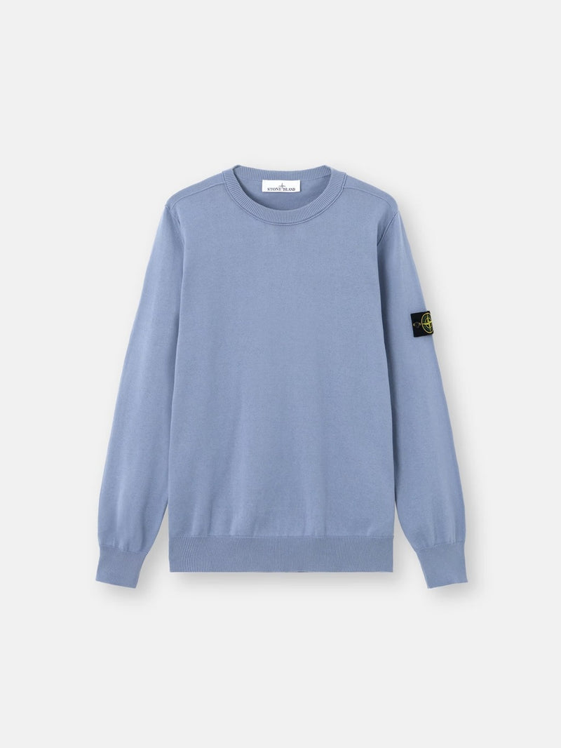 Stone Island Stone Island Crewneck Cotton Sweater Blue - World Class Fashion