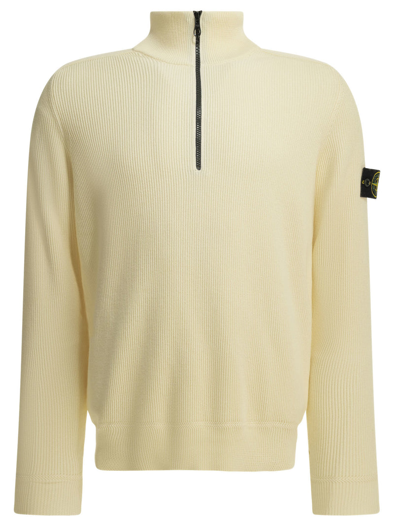 Stone Island Stone Island Half Zippered Cotton Knitwear White - World Class Fashion