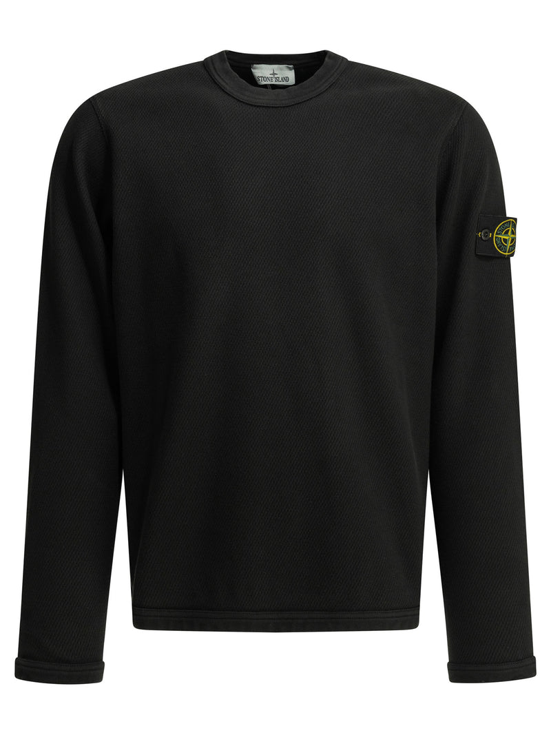 Stone Island Stone Island Mesh Stitch Crewneck Sweatshirt Black - World Class Fashion