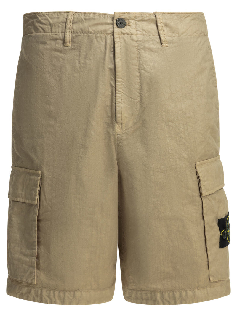 Stone Island Stone Island Organic Look Cargo Shorts Beige - World Class Fashion