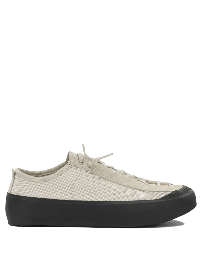 Stone Island Stone Island Mixed Leather and Fabric Sneakers Beige - World Class Fashion