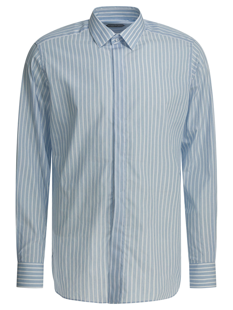 Tom Ford Tom Ford Light Blue Cotton Shirt Men - World Class Fashion