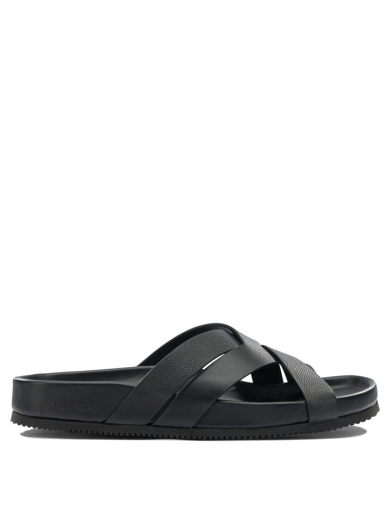 Tom Ford Tom Ford Braided Leather Slides Black Men - World Class Fashion
