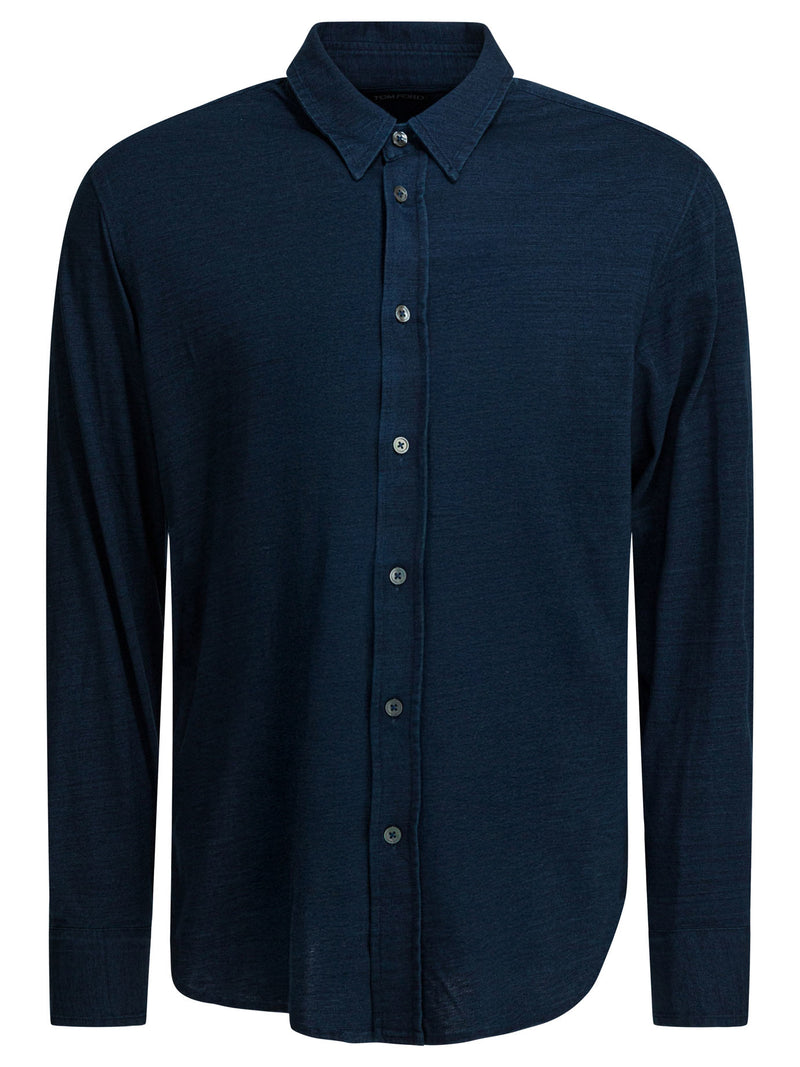 Tom Ford Tom Ford Men's Cotton Shirt Blue - World Class Fashion