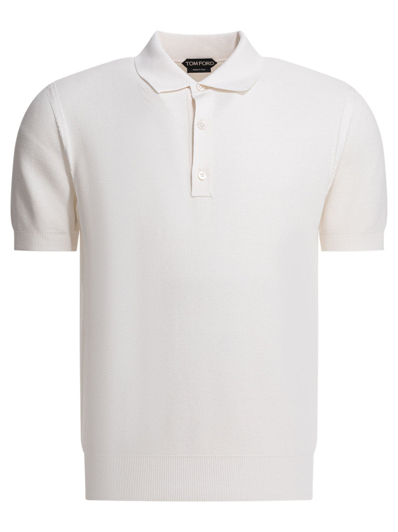 Tom Ford Tom Ford Silk Cotton Pique Polo Shirt White - World Class Fashion