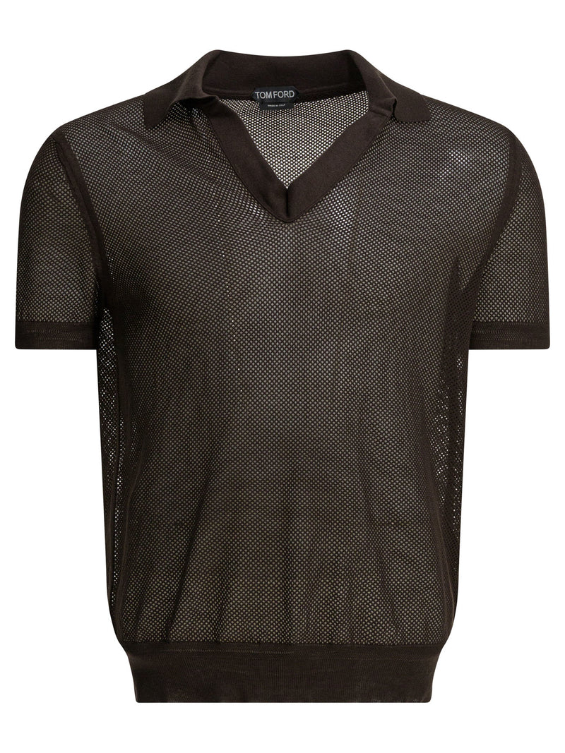Tom Ford Tom Ford Silk Cotton Polo Shirt Brown Men - World Class Fashion