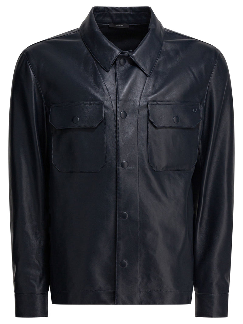 Tom Ford Tom Ford Leather Overshirt Jacket Blue Men - World Class Fashion