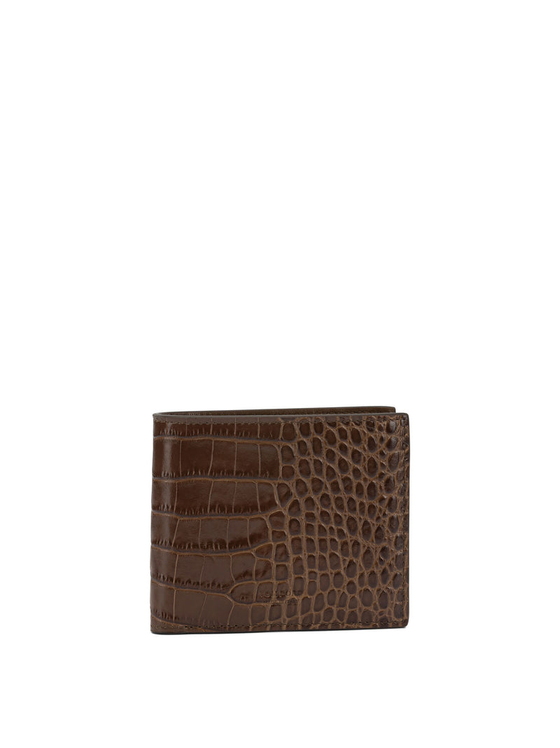 Tom Ford Tom Ford Cartera de Piel Estampado Cocodrilo Marrón - World Class Fashion
