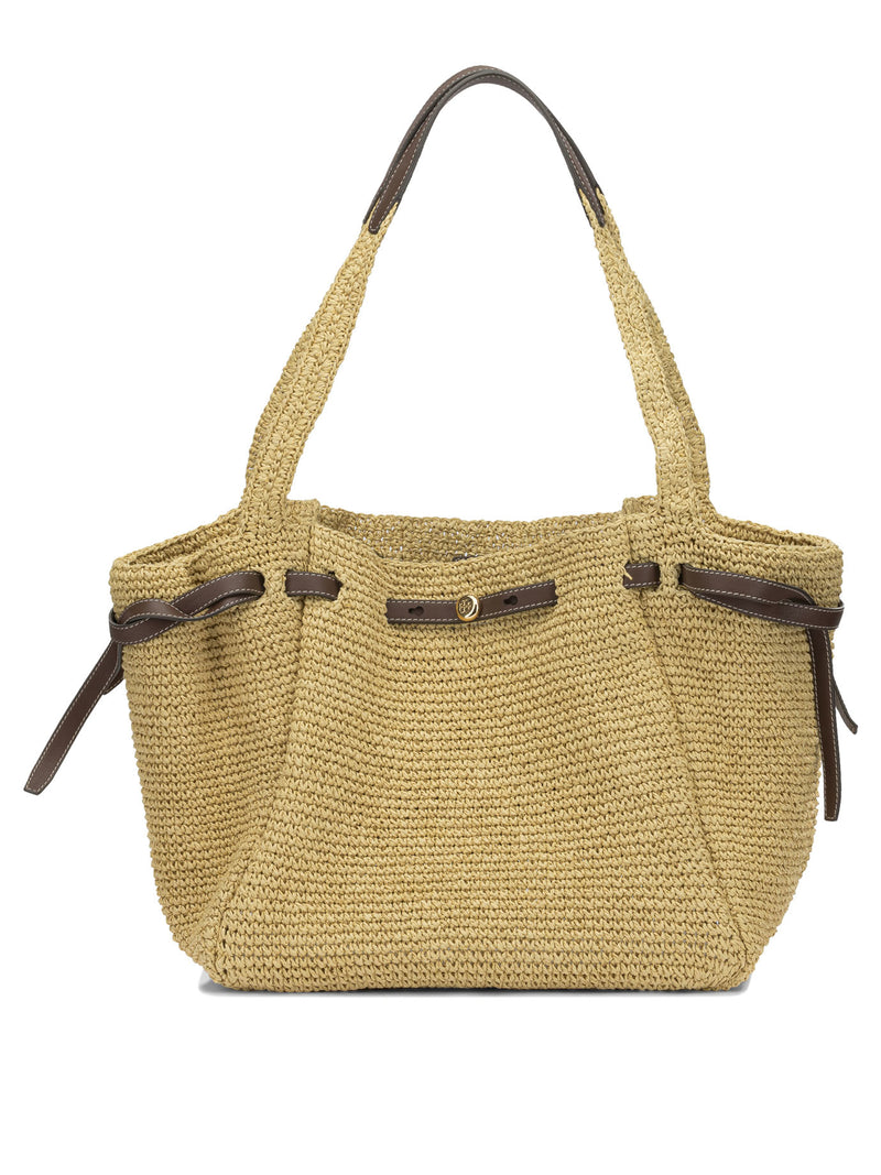 Tory Burch Bolso de hombro Tory Burch de rafia color beige - World Class Fashion