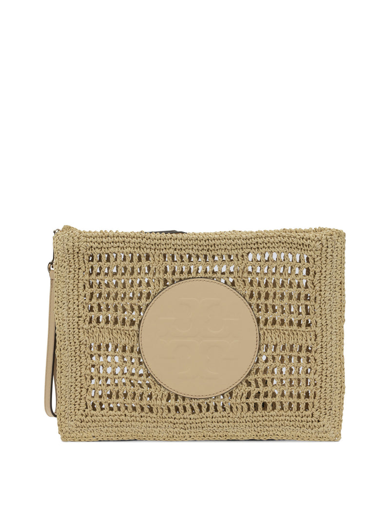 Tory Burch Tory Burch Bolso de mano para mujer de paja beige - World Class Fashion