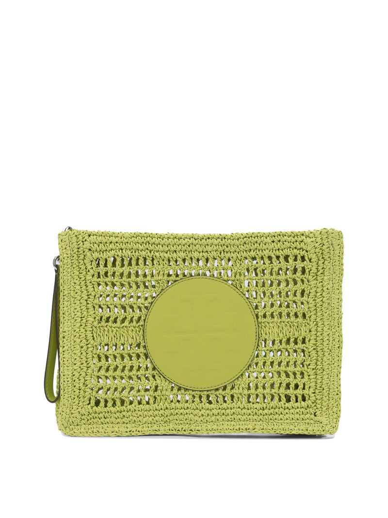 Tory Burch Bolso de mano Tory Burch de rafia de papel verde - World Class Fashion