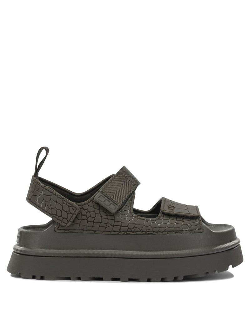 Ugg Ugg Goldenglow Embossed Low Sandals Green - World Class Fashion
